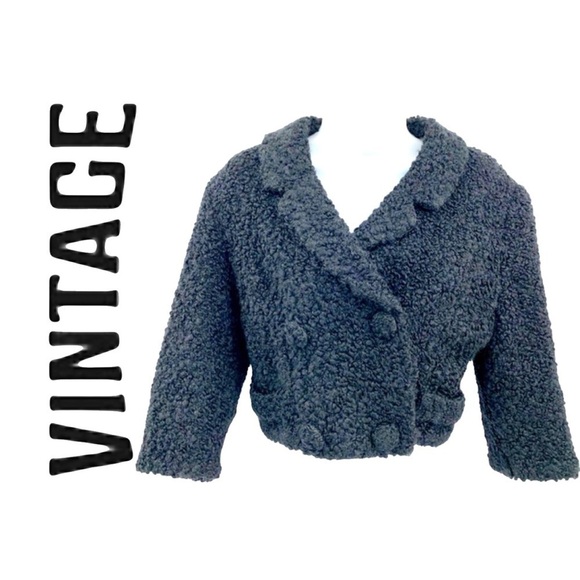 VINTAGE KNOTY WOOL DOUBLE BREASTED BOLERO Size Small - Picture 1 of 10